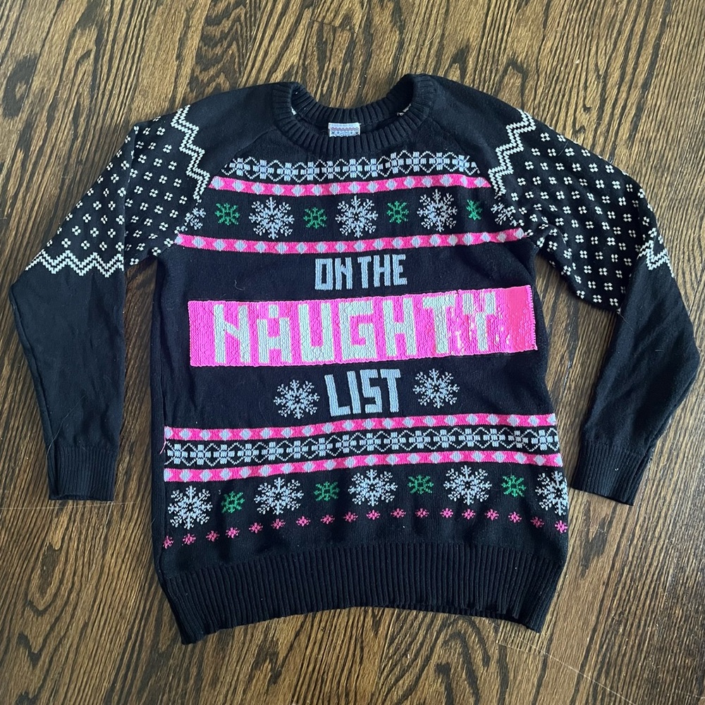 cute sequin changing ugly christmas sweater